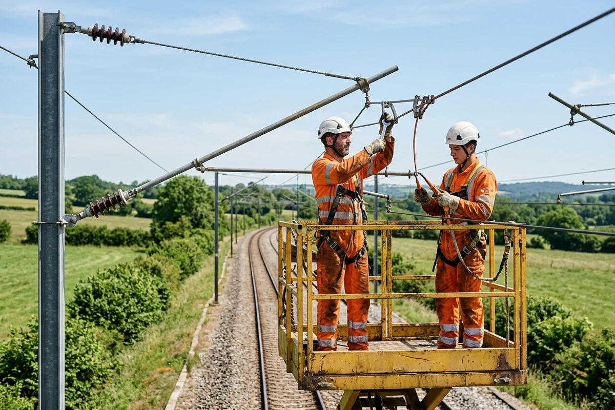 Travaux sur caténaire depuis une nacelle : consignation et interception de voie