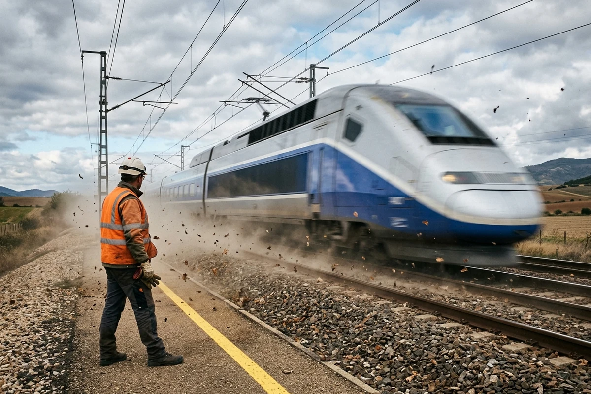 Train à grande vitesse et effet de souffle : agent resté à distance de garde